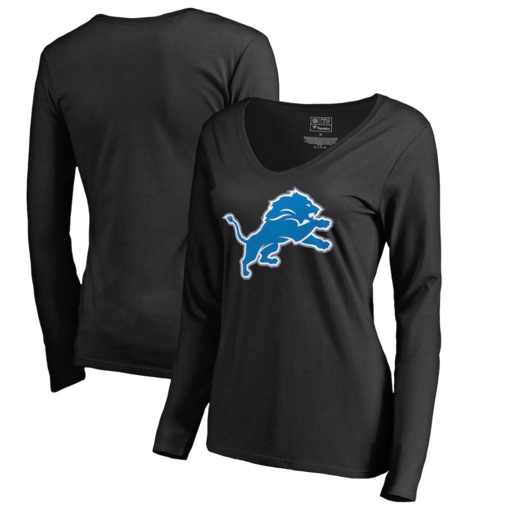 NWT Ladies Fanatics NFL Detroit Lions Black Primary Logo Tee Size 2XL